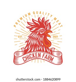 Rooster vintage logo design vector template. Chicken logo illustration
