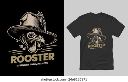 Rooster vintage vector mascot design, design for t-shirt screen printing