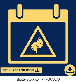 Rooster Warning Calendar Day icon. Vector EPS illustration style is flat iconic symbol, yellow color.