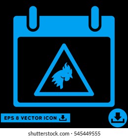 Rooster Warning Calendar Day icon. Vector EPS illustration style is flat iconic symbol, blue color.