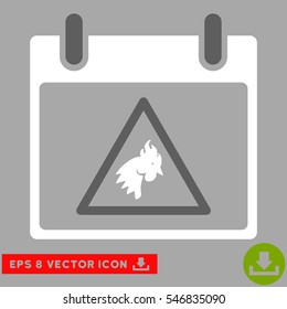 Rooster Warning Calendar Day icon. Vector EPS illustration style is flat iconic bicolor symbol, dark gray and white colors.