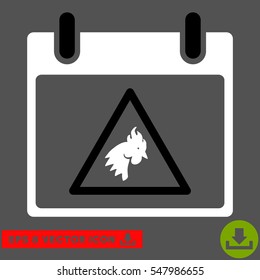 Rooster Warning Calendar Day icon. Vector EPS illustration style is flat iconic bicolor symbol, black and white colors.