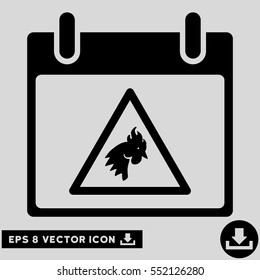 Rooster Warning Calendar Day icon. Vector EPS illustration style is flat iconic symbol, black color.