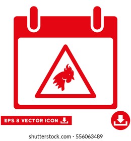Rooster Warning Calendar Day icon. Vector EPS illustration style is flat iconic symbol, red color.