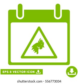 Rooster Warning Calendar Day icon. Vector EPS illustration style is flat iconic symbol, eco green color.