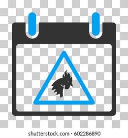 Rooster Warning Calendar Day icon. Vector illustration style is flat iconic bicolor symbol, blue and gray colors, transparent background. Designed for web and software interfaces.
