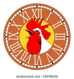 Rooster in the watch dial.