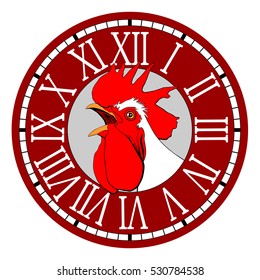 Rooster in the watch dial.
