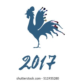 rooster watercolor drawing vector