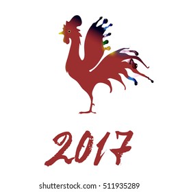 rooster watercolor drawing vector