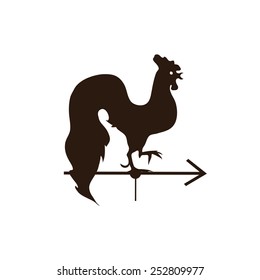 Rooster weather vane isolated on white background.