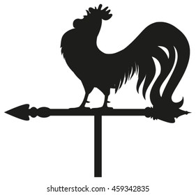 Rooster weather vane silhouette. Isolated on white vector illustration