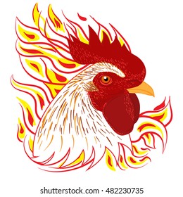 rooster white fire head
