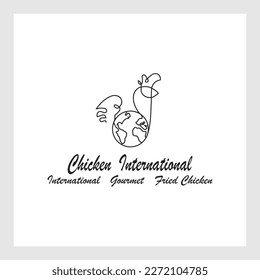 rooster world logo chicken and globe,