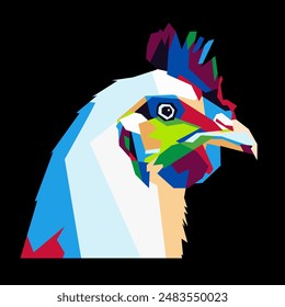 rooster in wpap pop art style colorful vector