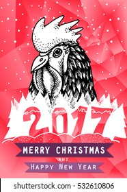 Rooster Year design. Vector for wallpaper, banner, poster, fabric, gift wrap, greeting or invitation card