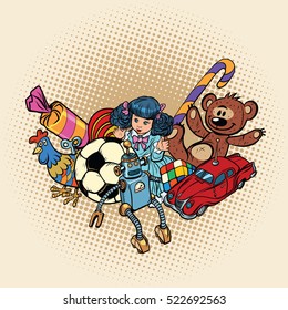 Rooster year, a set of retro toys