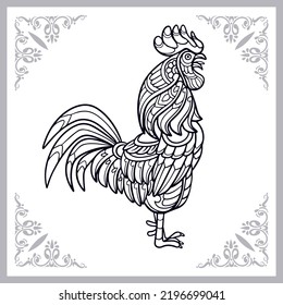 Rooster zentangle arts isolated on white background