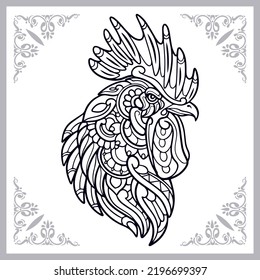 Rooster zentangle arts isolated on white background