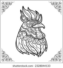Rooster zentangle arts isolated on white background of illustration