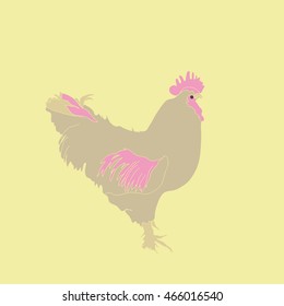 Rooster, zodiac of  next year  . Hand drawn.