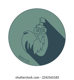 Rooster zodiac sign logo. Astrological Chinese animal calendar. Years 2017, 2029, 2041, 2053.