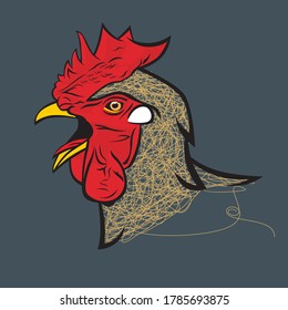 Rooster.Zeichnung und Skizze in Vektorgrafik.