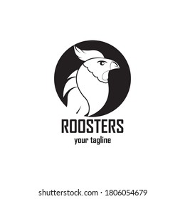 Roosters head logo design template vector illustration
