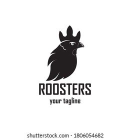 Roosters head logo design template vector illustration
