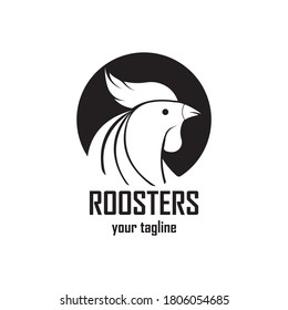 Roosters head logo design template vector illustration
