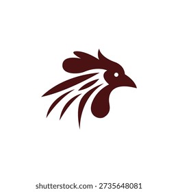 rooster's head with a red comb logo vector