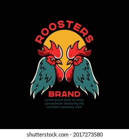 Roosters Illustration Vintage Tattoo for Tshirt