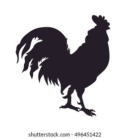 Rooster.Silhouette of the cock on white background. Cock. Animal. The black silhouette of  bird. Vector