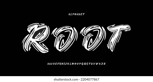 Root alphabet simple graffiti cartoon vector illustration