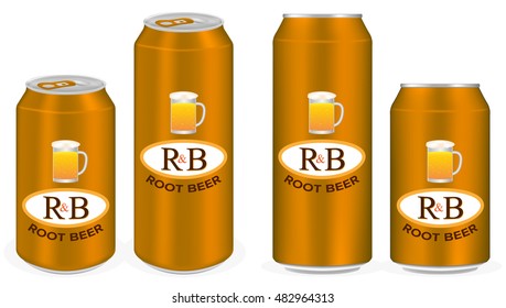 root beer aluminium soft drink cans vector
