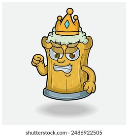 Caricatura de personaje de mascota de cerveza de raíz con expresión enojada. Para marca, etiqueta, embalaje y producto. Ilustración vectorial