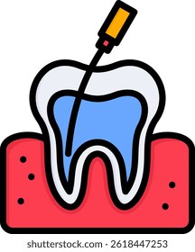 Root Canal Icon Lineal Color Vector Illustration