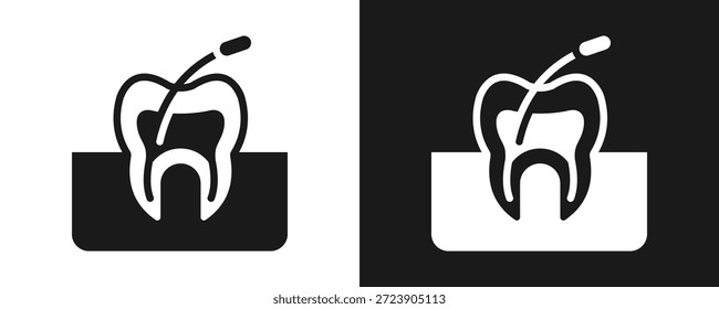 Icono Del Canal De La Raíz Fijado Glifo En Fondo Blanco Y Negro