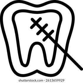 Root Canal Line Vector Icon Design