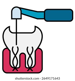 Root Canal Tratamento preenchido contorno isolado no branco