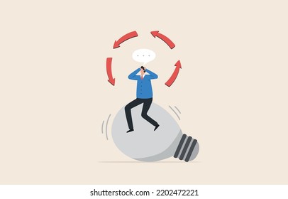 Root Cause Analysis. Event Management Cause Analysis Or Problem Solving. Businessman Sitting On A Light Bulb Thinking.