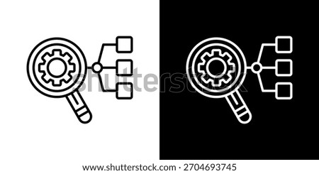 root cause analysis icon set in black and white outline vector illustration
