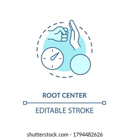 Root center turquoise concept icon. Pressure channel. Stress level. Chakra in body system. Human design idea thin line illustration. Vector isolated outline RGB color drawing. Editable stroke