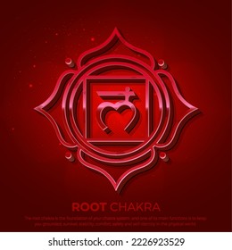 Root Chakra (Muladhara) 3D Symbol Design- vector illustration