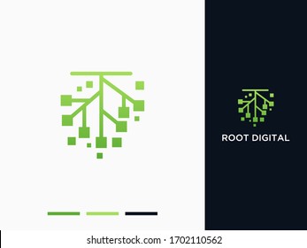 root digital modern logo design template vector