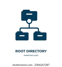 root directory vector icon. root directory, computer, folder filled icons from flat marketing  seo concept. Isolated black glyph icon, vector illustration symbol element for web design and mobile 