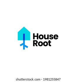 root house home tree logo vector icon illustration