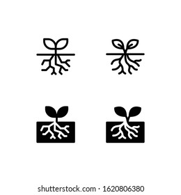 Root Icon Logo Vector Symbol. Sprout Icon