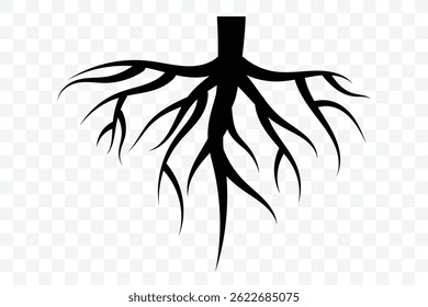 Root icon. Tree roots system silhouettes collection. vector illustration