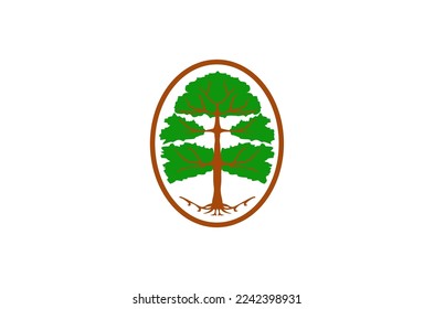 Root Leaf Family Tree of Life Oak Banyan Maple Stamp Seal Emblem Label logo design vector